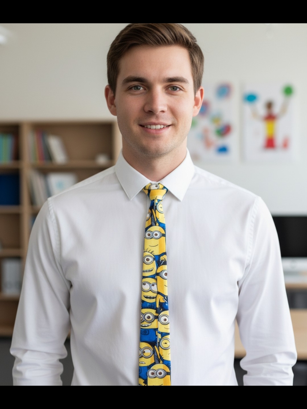 Men's Yellow Cartoon Print Necktie